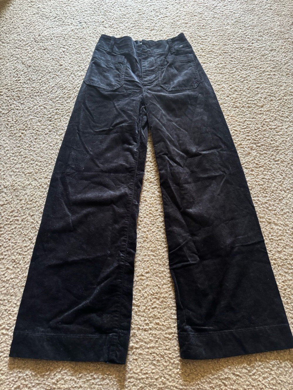 Maeve Anthropologie The Colette Pants Women 25P Black Wide Leg Crop Corduroy